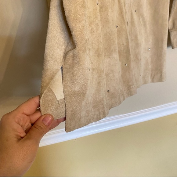 Vintage The Quacker Factory Tan Leather Button Up Shirt Shacket Size 1X - Picture 11 of 16